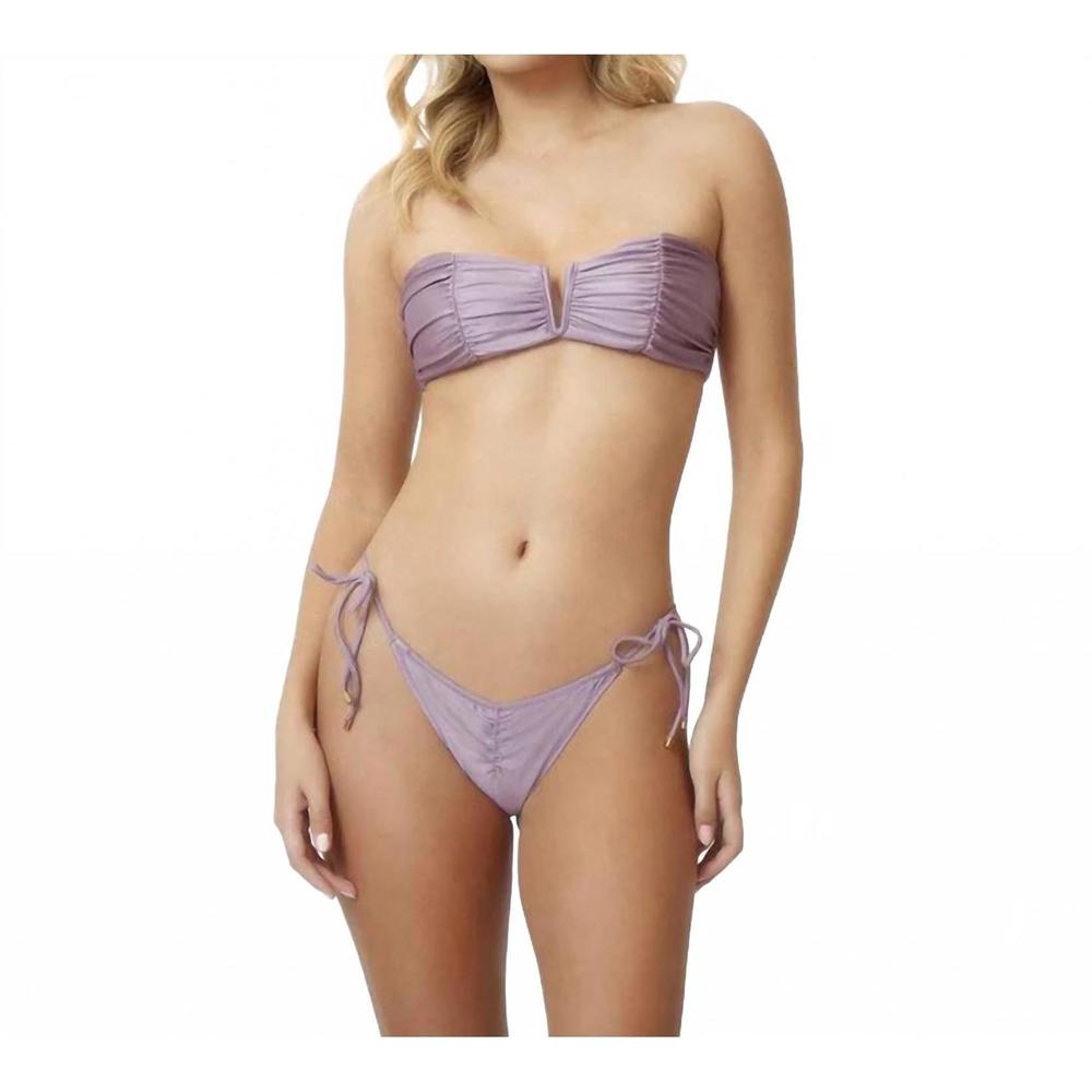 NEW PQ SWIM sands ruched tie full bikini bottoms in purple